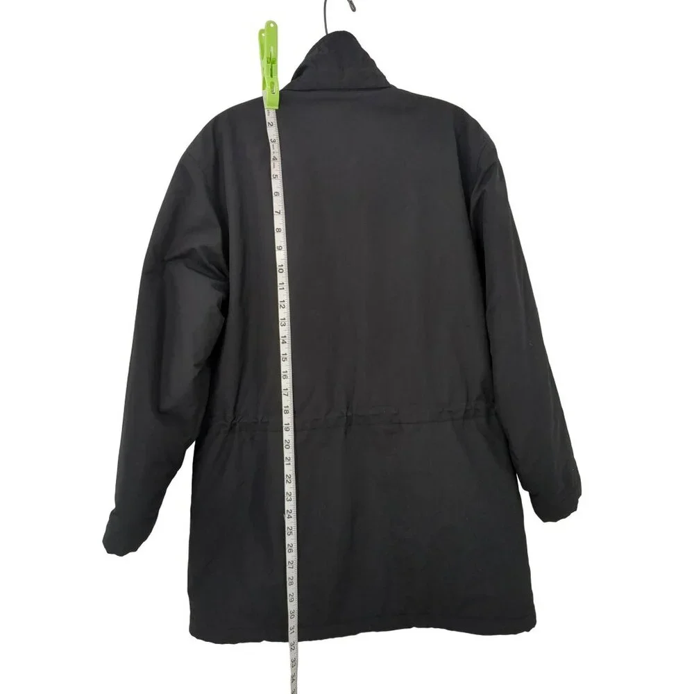 Lands End Parka Coat Womens S‎ Black Fleece Polartec Lined Winter Outdoor Warm